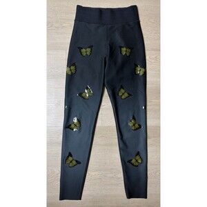 Ultracor High Rise Butterfly Leggings Size Medium Black Gray Made In USA Yellow